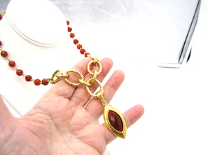 Estate ETRUSCA Italy Sterling Silver Gold Plated Cabochon Bead Enhancer Necklace - Picture 1 of 8