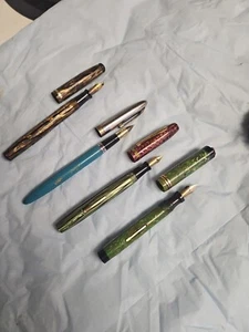 Lot 5 Vintage Waterman Style Fountain Pens with 14K Nibs...conklin Patented 1918 - Picture 1 of 19