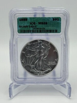 1988 1oz Silver American Eagle 🦅 ICG MS69 - Image 1 of 2