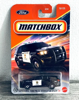 SAN DIEGO POLICE DEPT 2023 FORD EXPLORER POLICE INTERCEPTOR NEW MATCHBOX DIECAST - Image 1 of 4