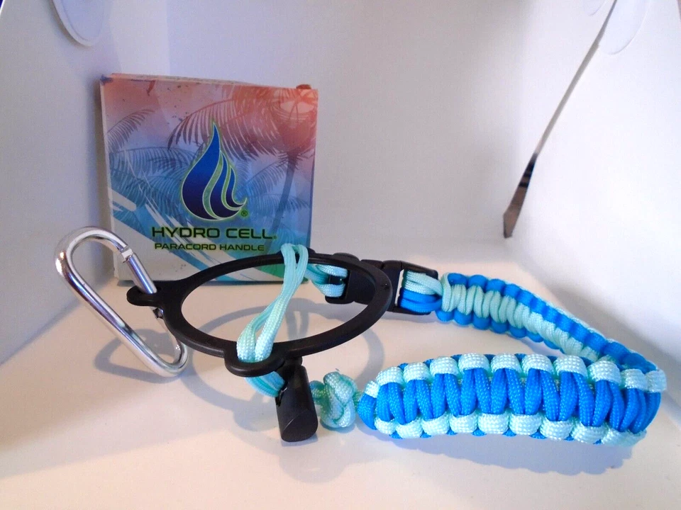 Correa de mango Paracord boca ancha con anillo de seguridad y mosquetón azul/aqu Foto 1 de 1