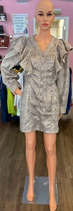 NWT Karlie Snake Faux Suede Ruffle Dress Size: L - Bild 1 von 2