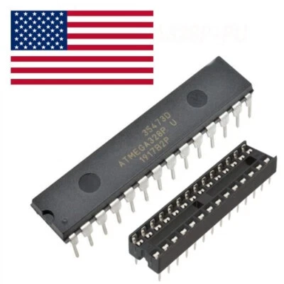 ATMEGA328P-U Microcontroller w/ DIP-28 Socket | Factory Fresh | USA Seller - Image 1 of 3