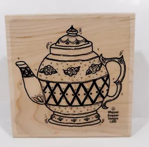 1990's Whipper Snapper Designs Rubber Stamp, L002 Tea/Coffee Pot, Floral Pattern - Picture 1 of 2