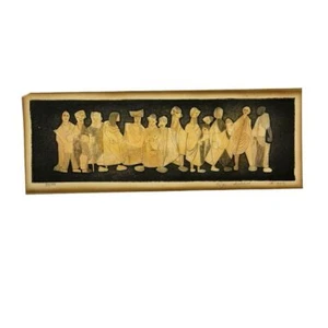 Früher Amram Ebgi Druck gerahmt Modernist Rechteck signiert 87/100 Figuren Orig Kunst - Bild 1 von 10