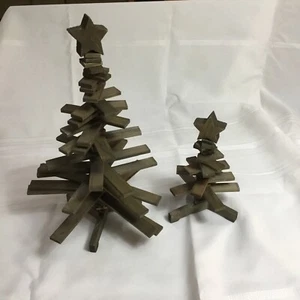 Ellen Degeneres Wooden Accordian Rustic Christmas Tree Set NEW - Picture 1 of 12
