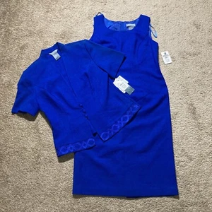 Koret Blue Dress Suit Size 8 NWT 2pc Set Career Church Business Short Sleeves - Picture 1 of 20