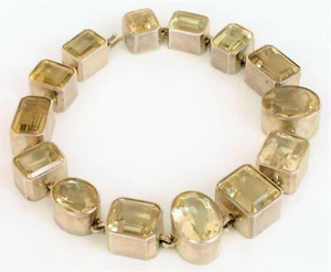 VTG DESIGNER SIGNED MJS STERLING SILVER MODERNIST CONTEMPORARY QUARTZ NECKLACE - Picture 1 of 2