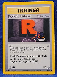 Rocket's Hideout 1st Edition Neo Revelation 63/64 Regular Pokémon Trainer