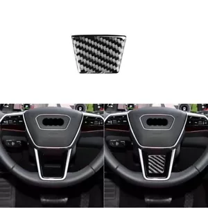 Car Real Carbon Fiber Steering Wheel Lower Cover Trim Fit For Audi A6 2019-2022 - Foto 1 di 6