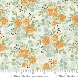 Harvest Wishes by Deb Strain Cotton Fabric 1 Yd Cream Flowers - Picture 1 of 1