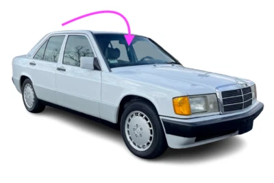 Fits: 1984-1991 Mercedes Benz 190 D,E 4 Door Sedan Front Windshield Glass - Image 1 of 4