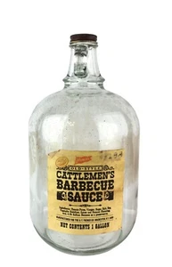 Vtg Glass Gallon Jug French's Cattlemen's Barbecue Sauce Paper Label Rochester - Picture 1 of 6