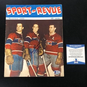Jean Beliveau Signed Montreal Canadiens 1955 Sport Revue Magazine Beckett COA - Picture 1 of 1