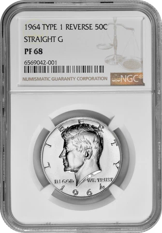 1964 Type 1 Straight G Proof 50C Kennedy Half Dollar NGC PF 68 Cover