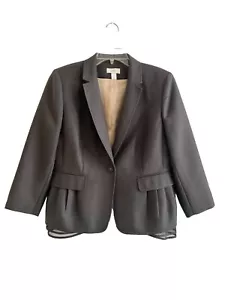 Chaqueta Blazer Ann Taylor Loft Gris Bolsillos Plisados A Medida Negocios Mediana - Imagen 1 de 7