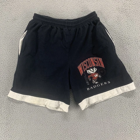 Wisconsin Badgers Shorts Boys Medium Black Bucky Logo NCAA Youth Cover
