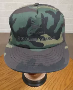 John Deere Season Vintage Foam Camo Snapback Hat Baseball Cap 1980-1990 - Picture 1 of 10
