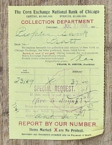 1906 Billhead Chicago Illinois Corn Exchange National Bank of Chicago - Picture 1 of 1