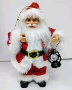 Jolly Santa with Lantern Christmas Ornament 7 inches Faux Fur Glasses - Picture 1 of 7