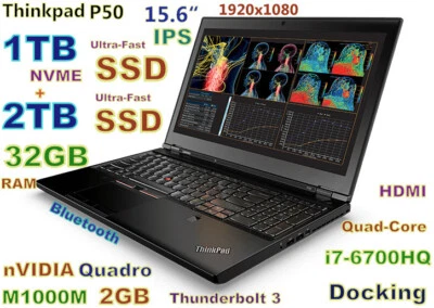 Workstation Thinkpad P50 i7-Quad FAST 1TB+2TB SSD 32GB 15.6 FHD M1000M + DOCKING - Image 1 of 4