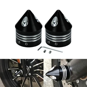 Cubiertas de tuerca de tapa de eje delantero con clavos negros para Harley Touring Electra Glide Softail - Imagen 1 de 10