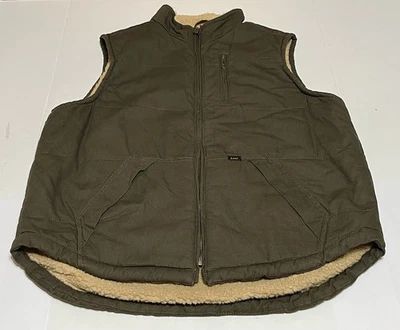 Lee 高级精选背心男式大号绿色夏尔巴内衬无袖夹克保暖 — 第 1/4 张图片