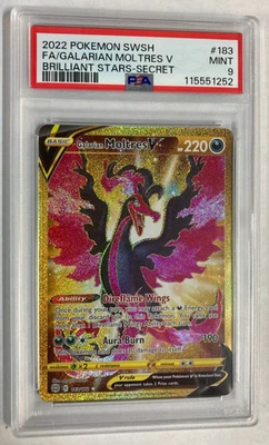 [PSA 9]2022 POKEMON SWORD & SHIELD BRILLIANT STARS 183 GALARIAN MOLTRES V Secret - Image 1 of 2