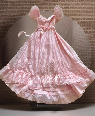 Vintage 80s Pink Princess Romantic Prom Bridesmaid Dress Gown Small Puffy Bows - Image 1 of 4
