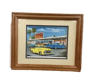 Stan Cline Framed Lithograph Print A&W Drive In 1958  16x13.5  Artist Signed2011 - Picture 1 of 5