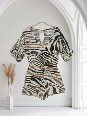 Mameluco Venus para mujer talla pequeña a rayas de tigre jersey elástico resort informal elegante Foto 1 de 4