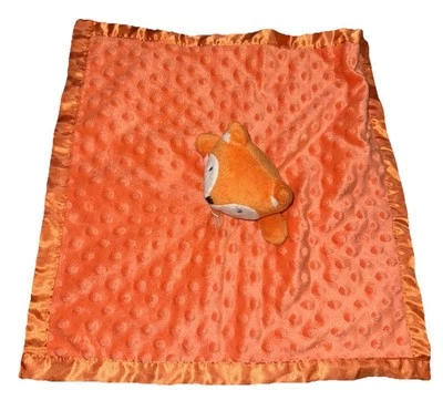 Manta de seguridad para bebé de felpa Lovey Orange Fox Minky Dots borde satinado Foto 1 de 3
