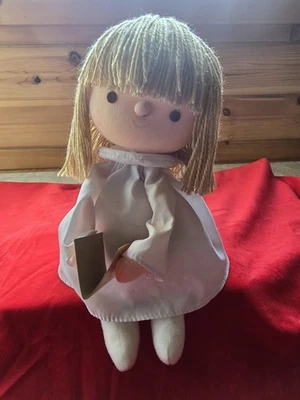 Vtg Music Box Moving Angel Silent Night Japan Yarn Hair Christmas Excellent  - Image 1 of 4