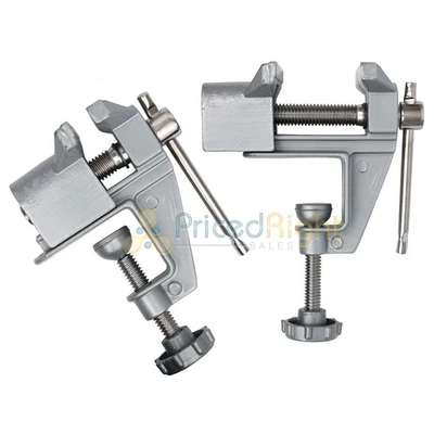 Mini Table Vise Swivel Lock Clamp Bench Craft Hobby Tool Cast Aluminum 2 Pack - Image 1 of 4