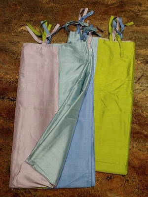 Paneles de cortina forrados a rayas de seda FAB Pottery Barn Teen 52x96 1pr Foto 1 de 4