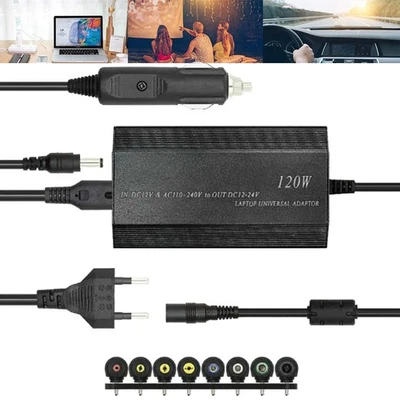 120W DC 12V-24V Universal Laptop KFZ Ladegerät Netzteil Ladekabel Adapter Auto - Bild 1 von 4