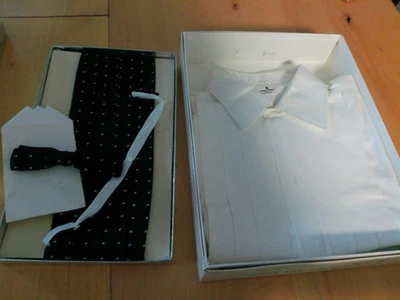 CAMISA FRENTE BABADOR VITORIANO VINTAGE Lion of Troy 14 1/2 x 34 e conjunto Saunders Cummerbund - Imagem 1 de 4