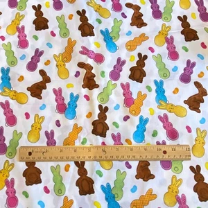 BTY Novelty Easter Bunny Toss Fabric Quilting Cotton Prints - Picture 1 of 6
