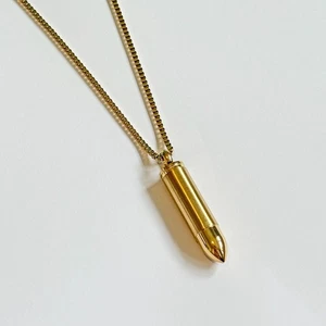 Collar colgante de cremación bala de oro - Joyería para cenizas regalo conmemorativo - Imagen 1 de 2