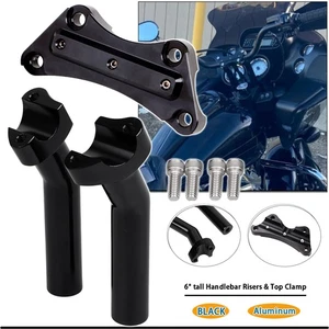 6" Pullback Handlebar Risers 1" Top Clamp For Harley Dyna FXDL Heritage Softail - Picture 1 of 7