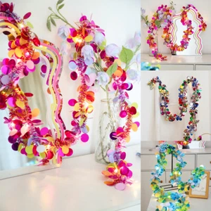 Christmas Prelit Tinsel Garland LED String Lights Battery Xmas Party Home Decor - Picture 1 of 15