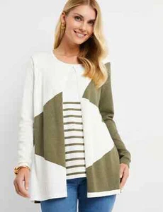 Noni B Jumper Womens Small Colourblock Dusty Olive Blazer Long Sleeve NWT - Picture 1 of 11