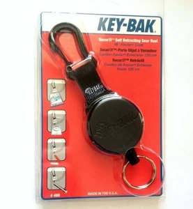 KEY-BAK-D-CLIP POLY CORD 48" Self Retract Key Reel-W/Carabiner Free Post-KB488B - Picture 1 of 4