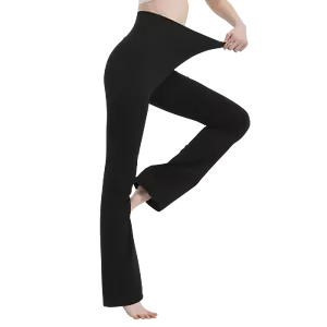 Cotton Spandex High Rise Bootcut Flare Yoga Pants Legging S-4XL (32" Inseam) - Picture 1 of 45