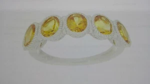 Judith Ripka SS Five-Stone Oval Citrine Gemstone Ring Size 11 NWOT - Picture 1 of 8