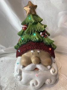 Vintage Santa Claus Head Figurine With Twinkling LED Lights On His Hat - Picture 1 of 11