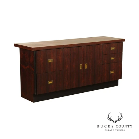 Mid Century Modern Rosewood Office Credenza Sideboard File Cabinet Cover