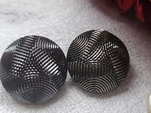 Duo Antique 1.8cm Diameter Gray Striated Glass Button G10H - Picture 1 of 4