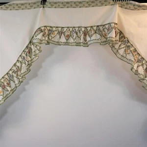 Kitchen Window Valance Ruffled Swag Potted Flower Print Farmcore Cottagecore - Picture 1 of 7