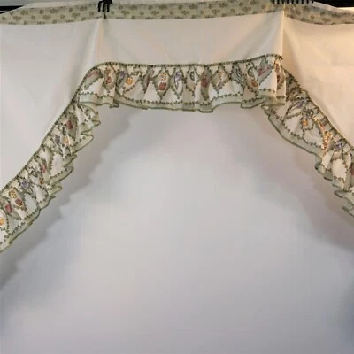 Kitchen Window Valance Ruffled Swag Potted Flower Print Farmcore Cottagecore - Image 1 of 4